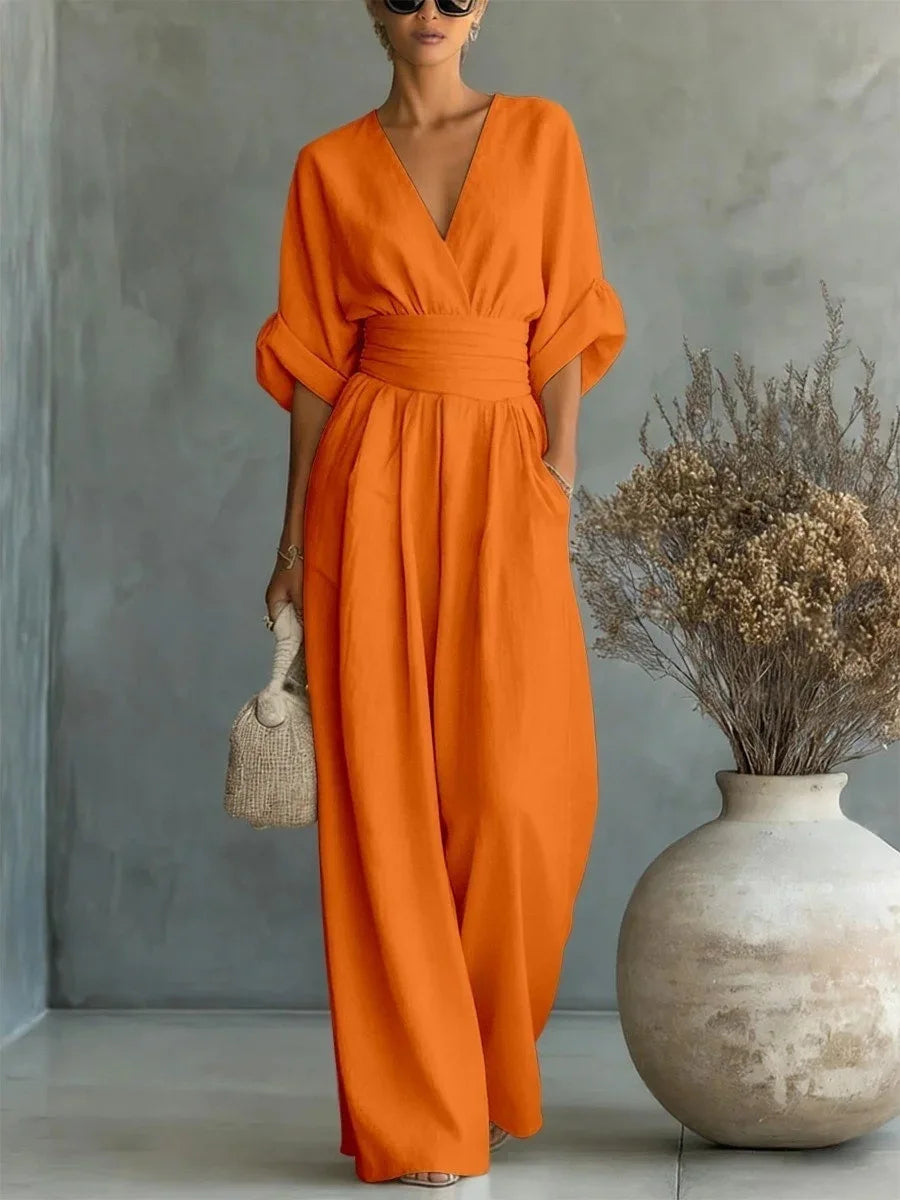 Tuta Elegante Scollo a V Gamba Larga